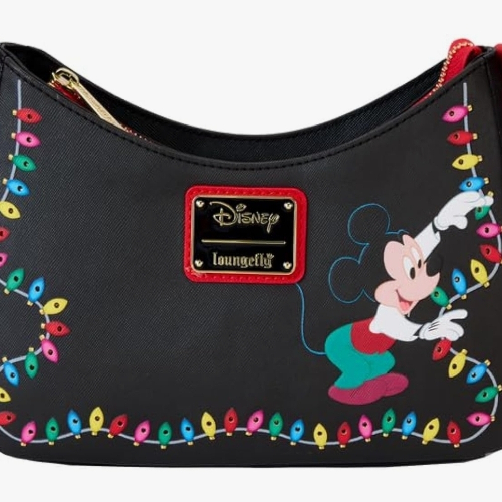 Loungefly Disney Mickey and Friends Christmas Light Decorations Crossbody Bag